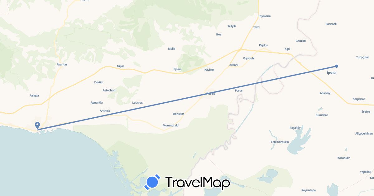 TravelMap itinerary: driving, cycling in Greece, Turkey (Asia, Europe)